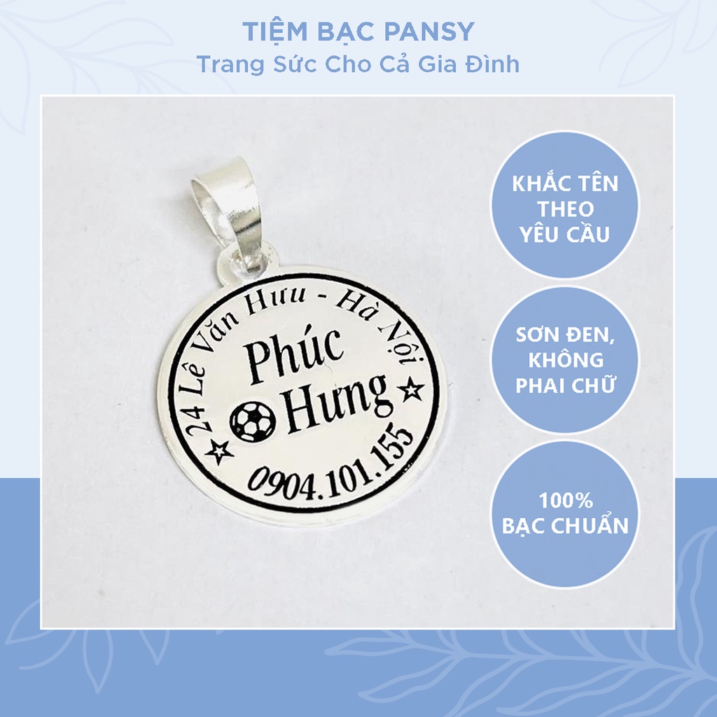 Dây chuyền bạc ta khắc tên cho bé PANSY công nghệ LaSD bền chữ, không phai mờ