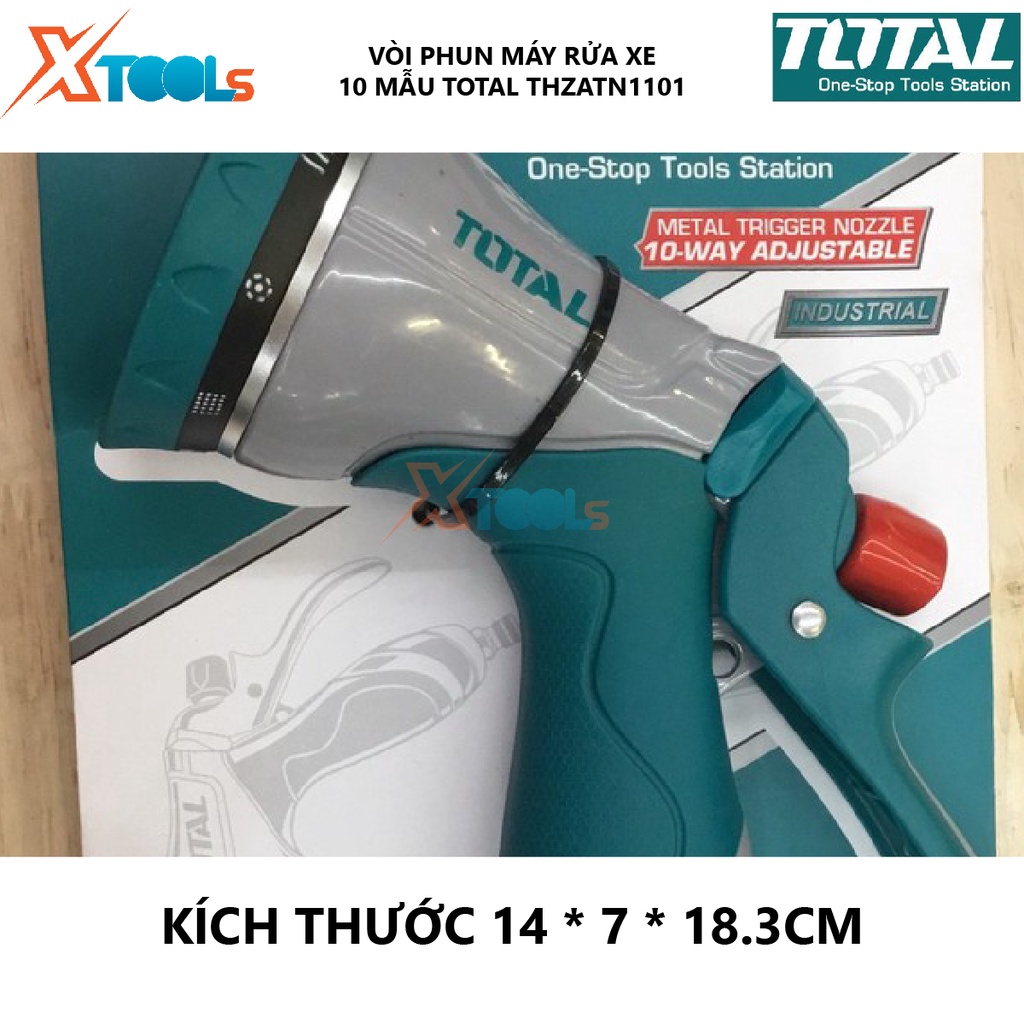 Vòi phun máy xịt rửa TOTAL THZATN1101 vòi xịt phun nước 10 tia Kích thước 14*7*18.3cm Chất liệu TPR + ABS + Hợp kim nhôm