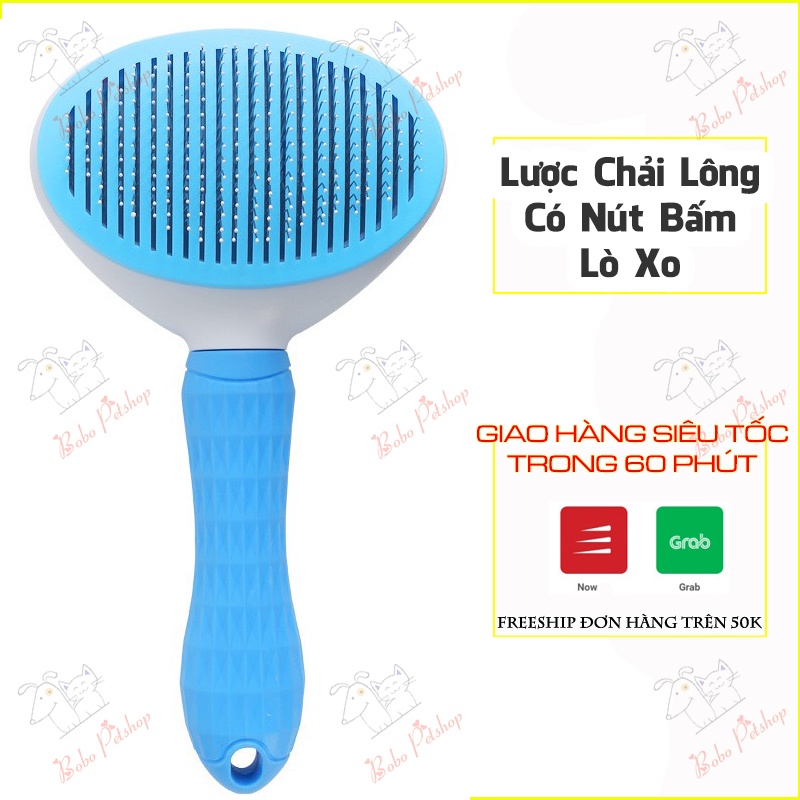 [Hàng Đẹp] Lược Chải Lông Cho Chó Mèo Có Nút Nhấn Bấm Gạt Lông Có Lò Xo Bỏ Lông Thừa Tiện Lợi - Bobo Pet Shop Hà Nội