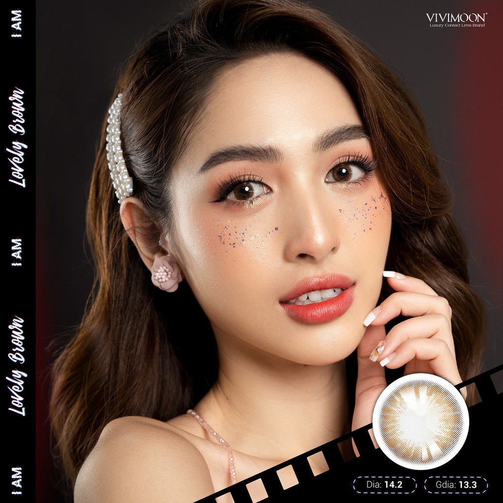 Kính áp tròng VIVIMOON lens cận màu nâu cho mắt thở Lovely Brown