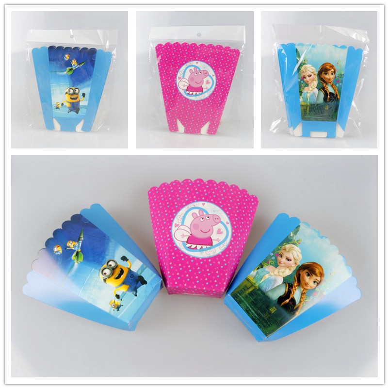 Set 6 hộp đựng bắp rang hình kỳ lân hoạt hình thân thiện với môi trường