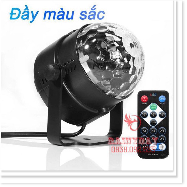 Đèn led xoay 7 màu vũ trường nháy chớp theo nhạc bay phòng sân khấu cảm ứng nhạc có điều khiển