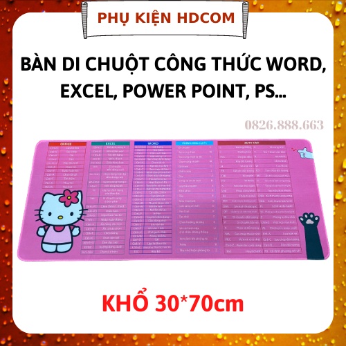 Bàn di chuột công thức in hình phím tắt văn phòng Word, Excel, PS,AI,..