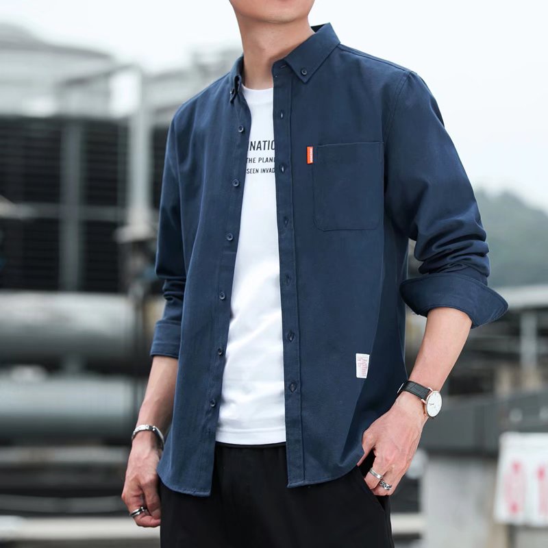 Áo Sơ Mi Nam Tay Dài Màu Trơn Phong Cách Doanh Nhân 6 Màu Sắc Lựa Chọn m-5xl