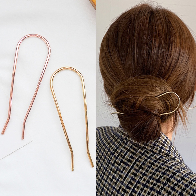 Kẹp Tóc Hình Chữ U Bằng Hợp Kim Màu Sắc Đơn Giản Phong Cách Hàn Quốc Cho Nữ