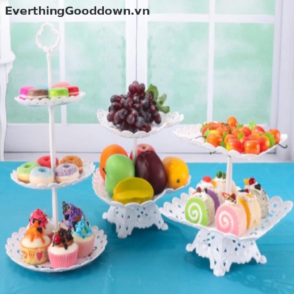 Everthinggooddown Set 1 / 2 Khay Đựng Bánh Cupcake / Trái Cây Ba Tầng Sáng Tạo vn