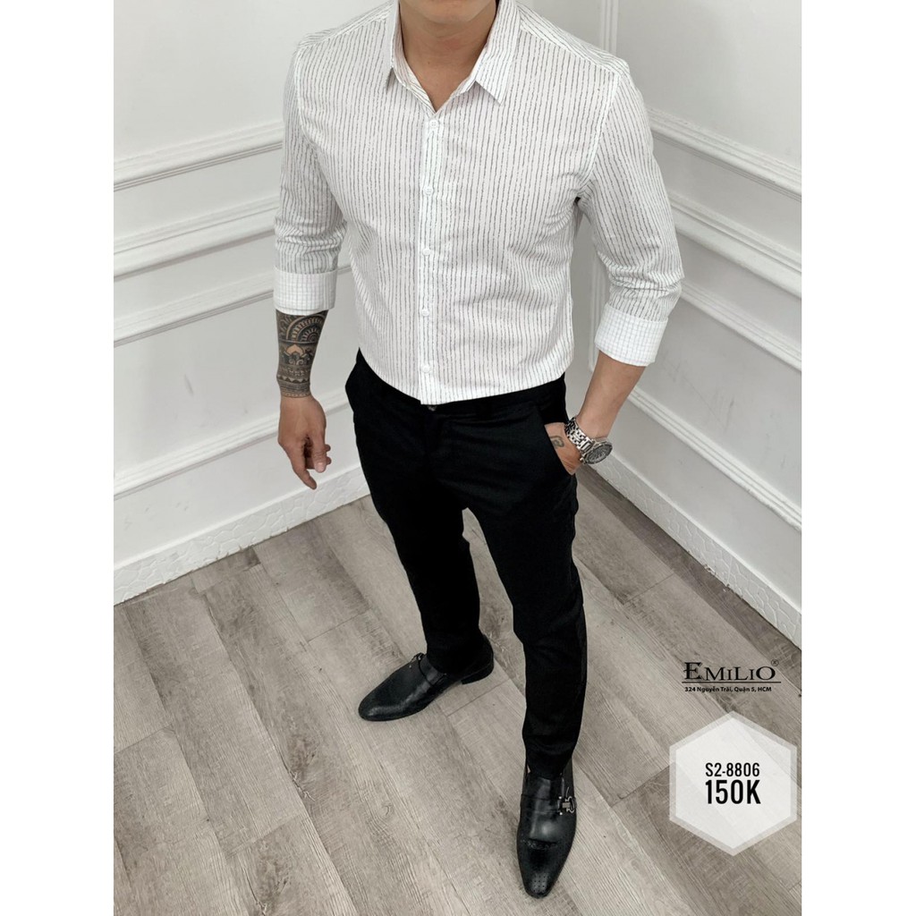 (EMILIO) Sơ Mi Trắng Sọc S2-8806