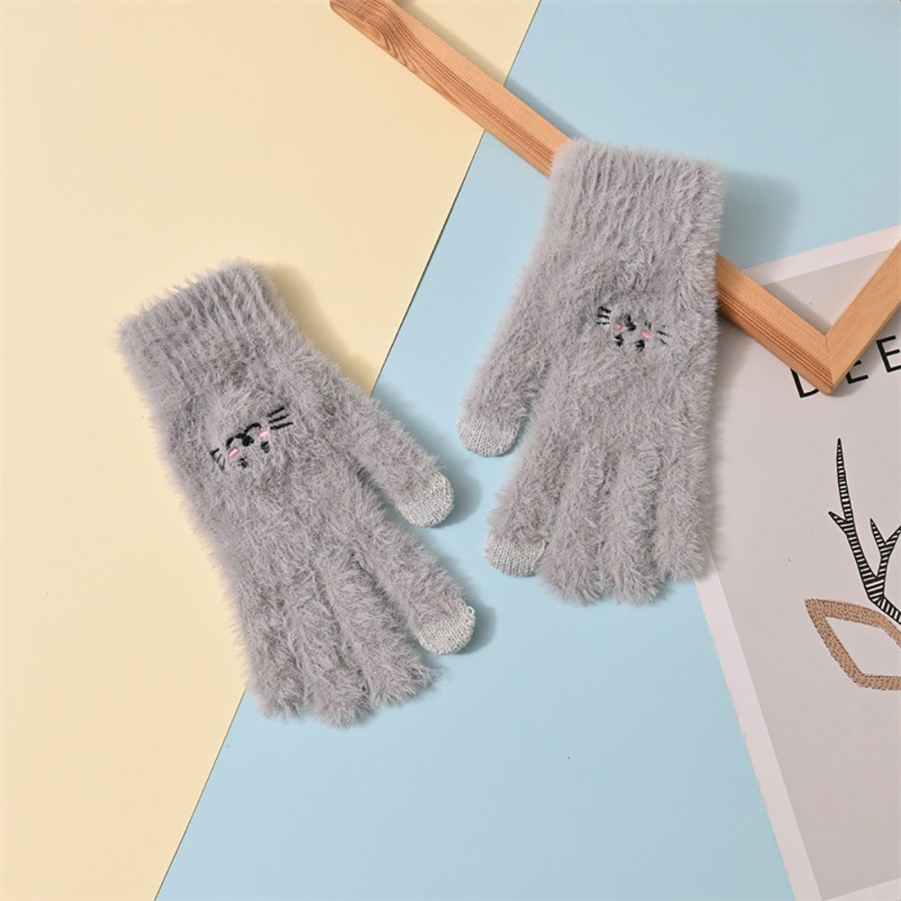 Găng tay giữ ấm họa tiết mèo dễ thương có thể dùng màn hình cảm ứng thời trang mùa đông