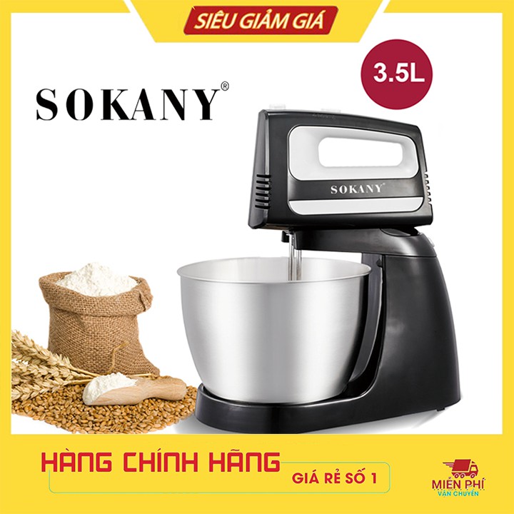 Máy nhào bột, đánh trứng đa năng có cối trộn rảnh tay 3.5L Chính Hãng SOKANY 400W