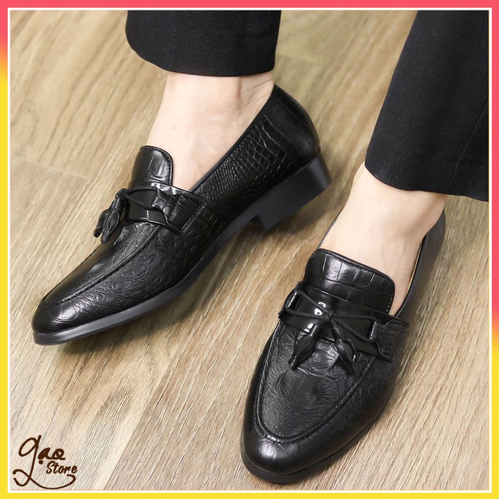 Giày Lười Nam  Dập Vân Cá Sấu Có Nơ Chuông  [Tặng Tất Khử Mùi ] Mã L177 | BigBuy360 - bigbuy360.vn