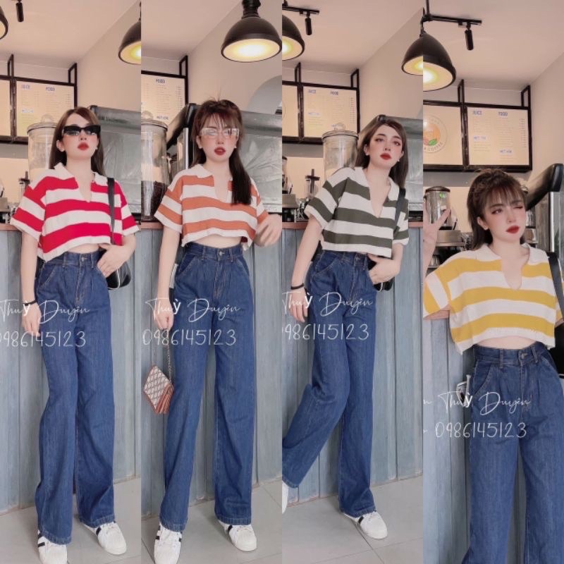 Áo kẻ dáng crop . | BigBuy360 - bigbuy360.vn