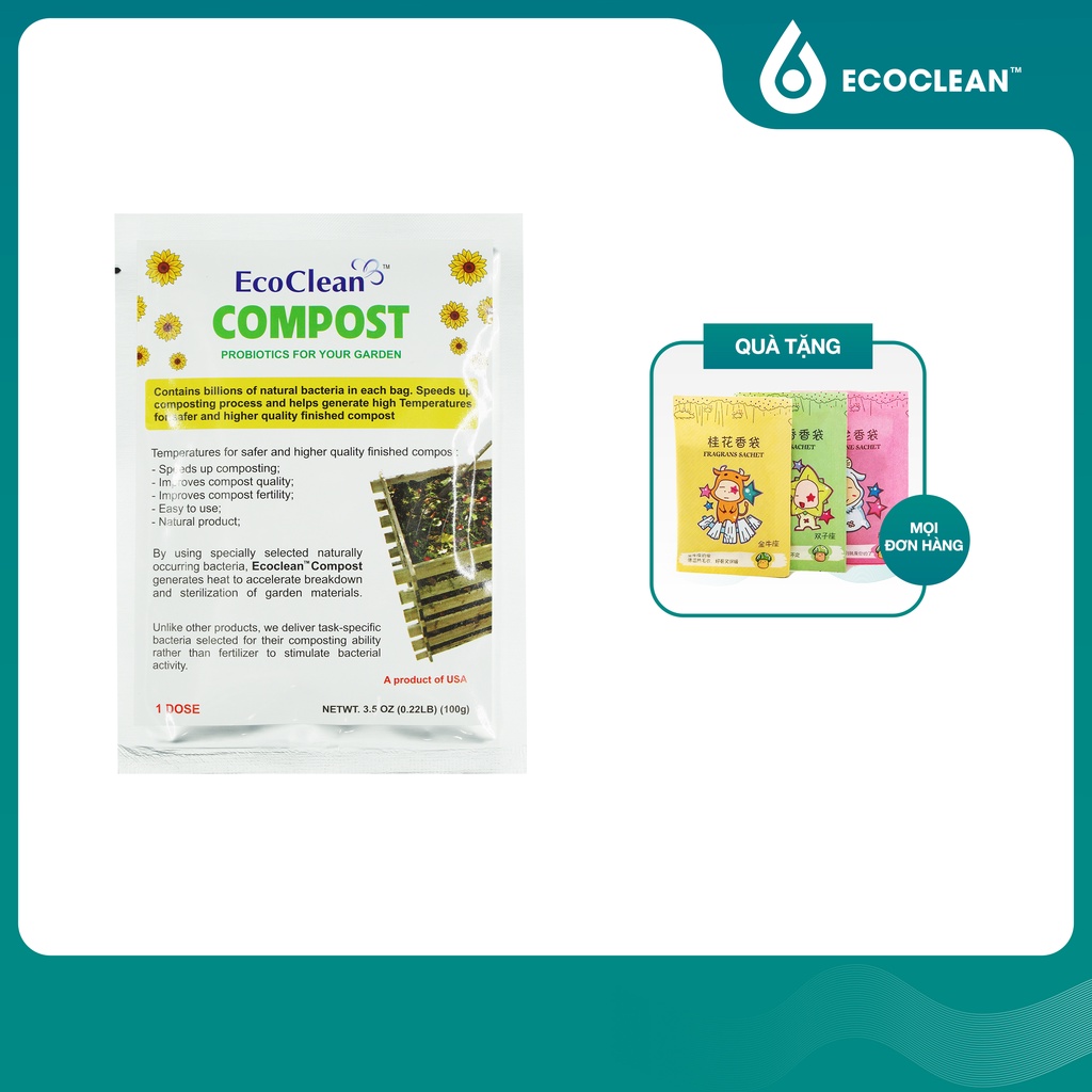 Vi Sinh Ủ Phân Hữu Cơ - EcoClean Compost - Chính Hãng từ Mỹ