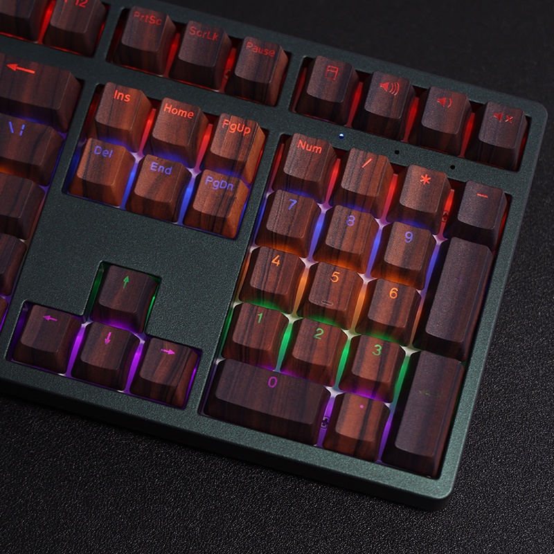 Giả gỗ Gỗ Keycaps Hồ sơ Cherry Truyền ánh sáng PBT Nhuộm Bàn phím cơ phụ Keycap