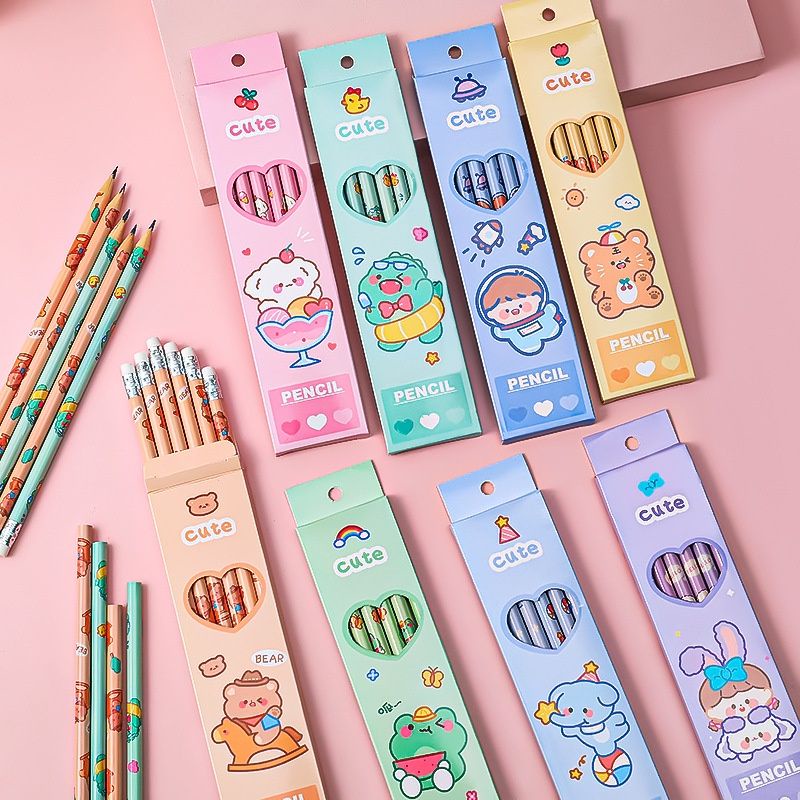 Set 4 bút chì gỗ hình ngộ nghĩnh dễ thương