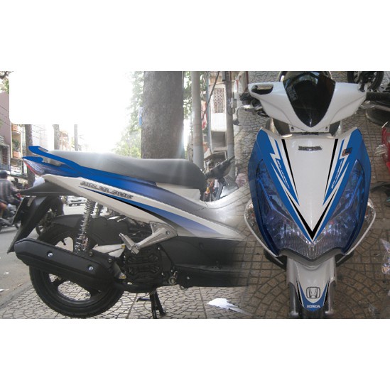 Tem trùm ♦FREESHIP♦ air blade xanh trắng đời 2011, độ team trùm ab dán phủ dàn áo xe xanh trắng rẻ đẹp