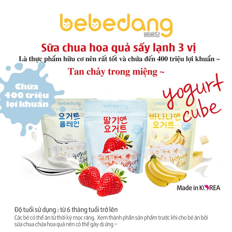 SỮA CHUA KHÔ HOA QUẢ SẤY LẠNH BEBEDANG NHẬP KHẨU HÀN QUỐC [MUA NHIỀU GIẢM GIÁ]