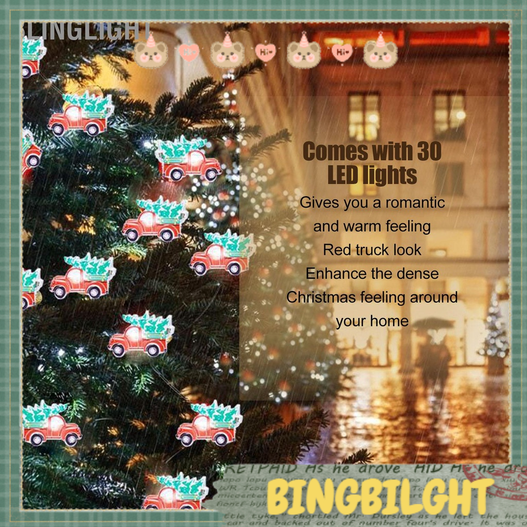Blinglight Cây thông Noel Trang trại Xe tải Đèn dây nhẹ Giáng sinh màu đỏ cổ tích để trang trí
