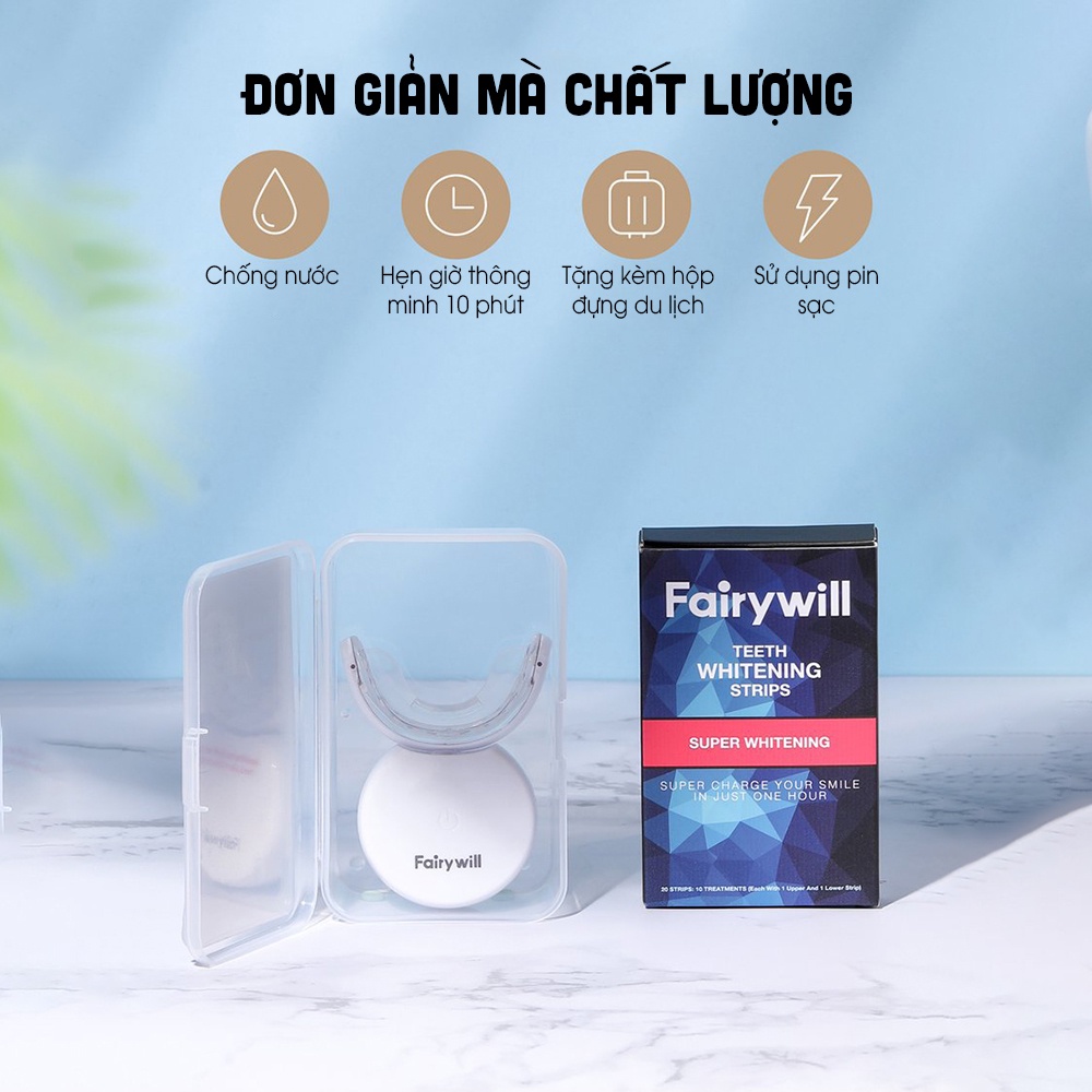 Bộ kit Tẩy trắng răng tại nhà + Đèn LED tẩy trắng Fairywill FW-106 - Tẩy trắng chuẩn Mỹ [Hiệu quả ngay sau 2 tuần]