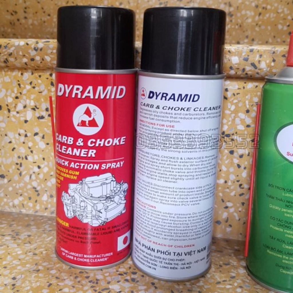 Xịt Lạc Đà chế hòa khí, bình xăng con Dyramid Carb Choke Cleaner Spray ( tẩy rửa, làm sạch, vệ sinh, súc rửa)
