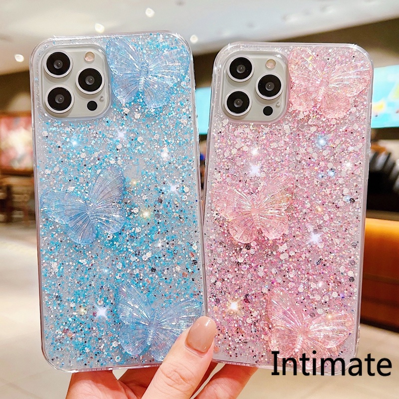 Ốp Điện Thoại Họa Tiết Bươm Bướm Đính Đá Lấp Lánh Dành Cho OPPO Reno 7Z 6 6Z 5 4 4F 3 2 2Z A93 F17 Pro