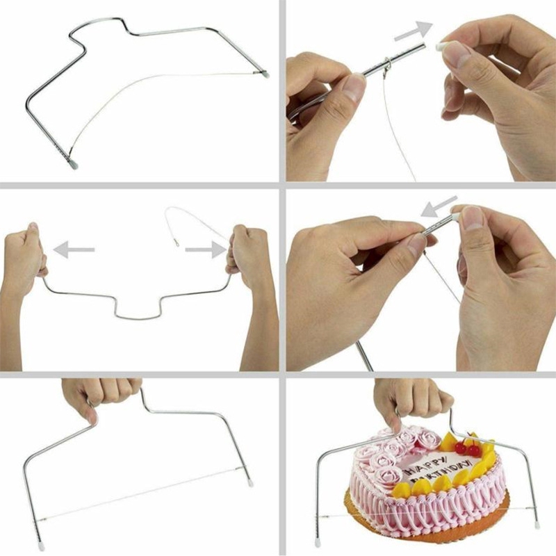 Dụng cụ cắt bánh bằng thép không gỉ hai dây có thể điều chỉnh tiện lợi