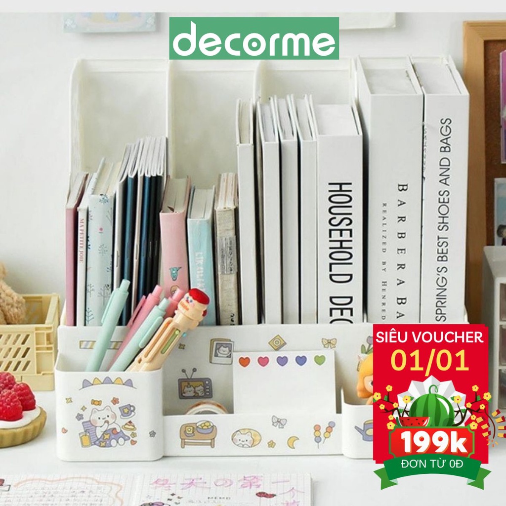 ▨✣♚Khay đựng tài liệu văn phòng A4 4 ngăn DecorMe FQ để bàn học lưu trữ sách vở phẩm