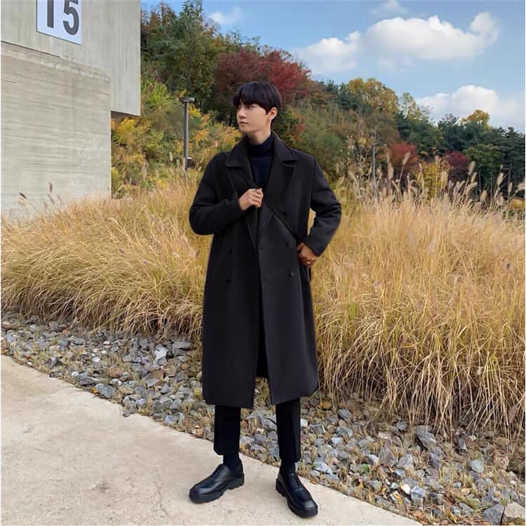 Áo dạ nam dáng dài Hàn Quốc chất đẹp dày mịn