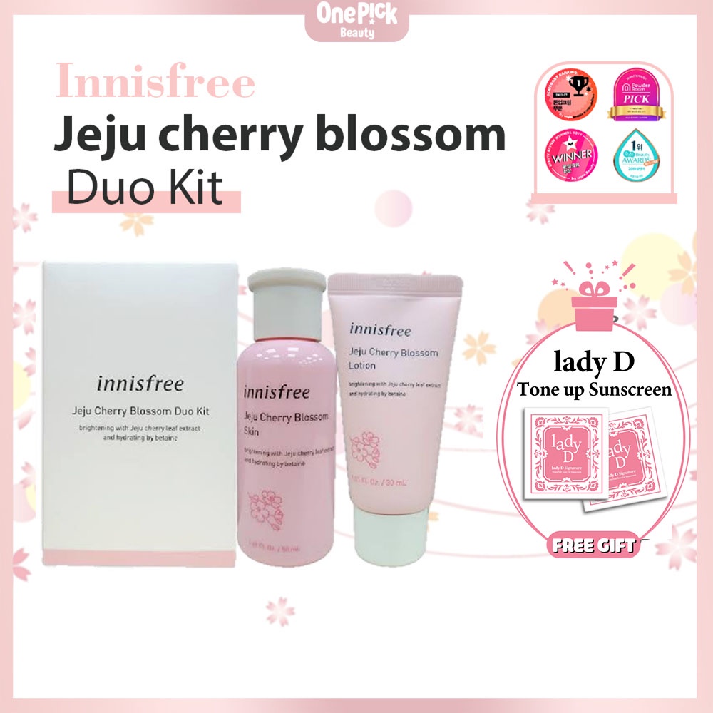 Bộ sản phẩm dưỡng da Innisfree tinh chất hoa anh đào Jeju dưỡng ẩm căng mướt