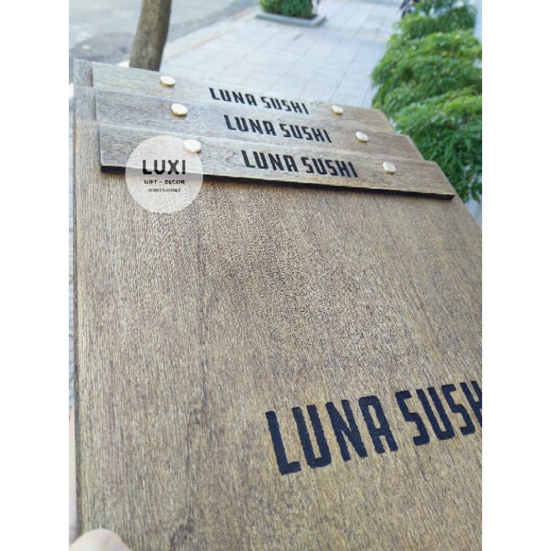 (FREE KHẮC LOGO) COMBO 3 bảng gỗ kẹp MENU (2 kích thước A5/A4) - Xưởng LUXI decor