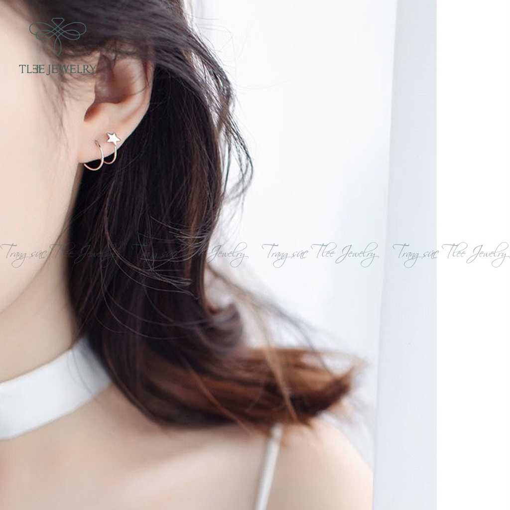Khuyên tai bạc nữ TLEE xoắn sao cá tính basic NCJ B0190