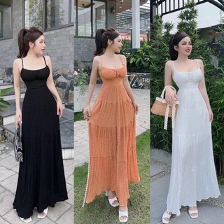 Đầm maxi đũi xốp cúp ngực hai dây hàng 2 lớp dáng dài sang chảnh( Hàng. Tk cao cấp l1 kèm hình thật)