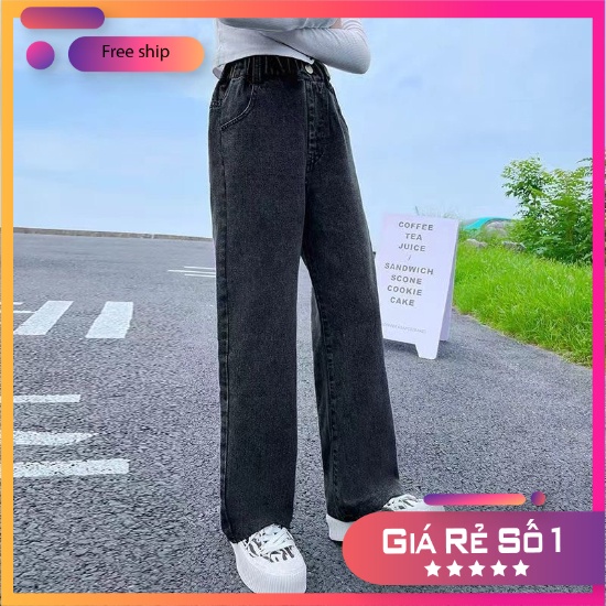Quần bò jean ống rộng mềm, dáng suông bé gái size đại 20 - 50kg Songngukids