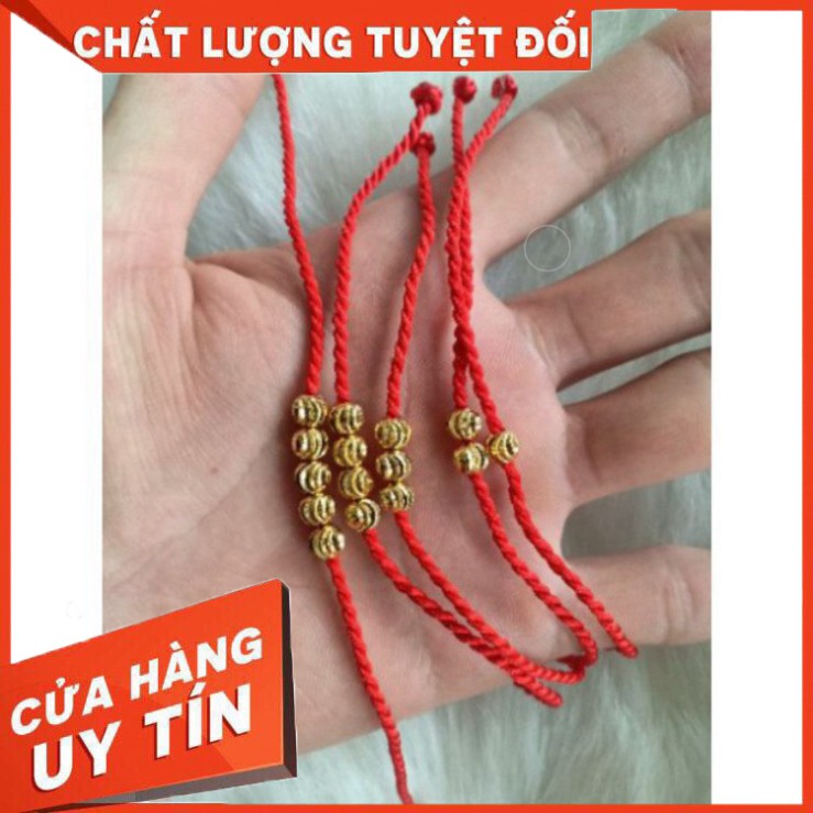 VÒNG TAY CHỈ ĐỎ BI VÀNG MAY MẮN BÌNH AN