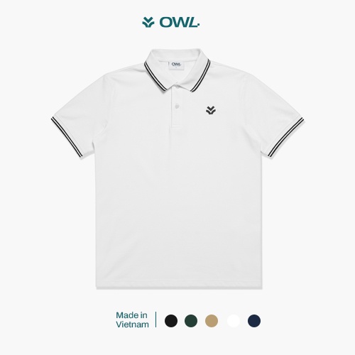 OWL BRAND® STRIPED POLO - Áo thun có cổ màu trắng - OWL170621