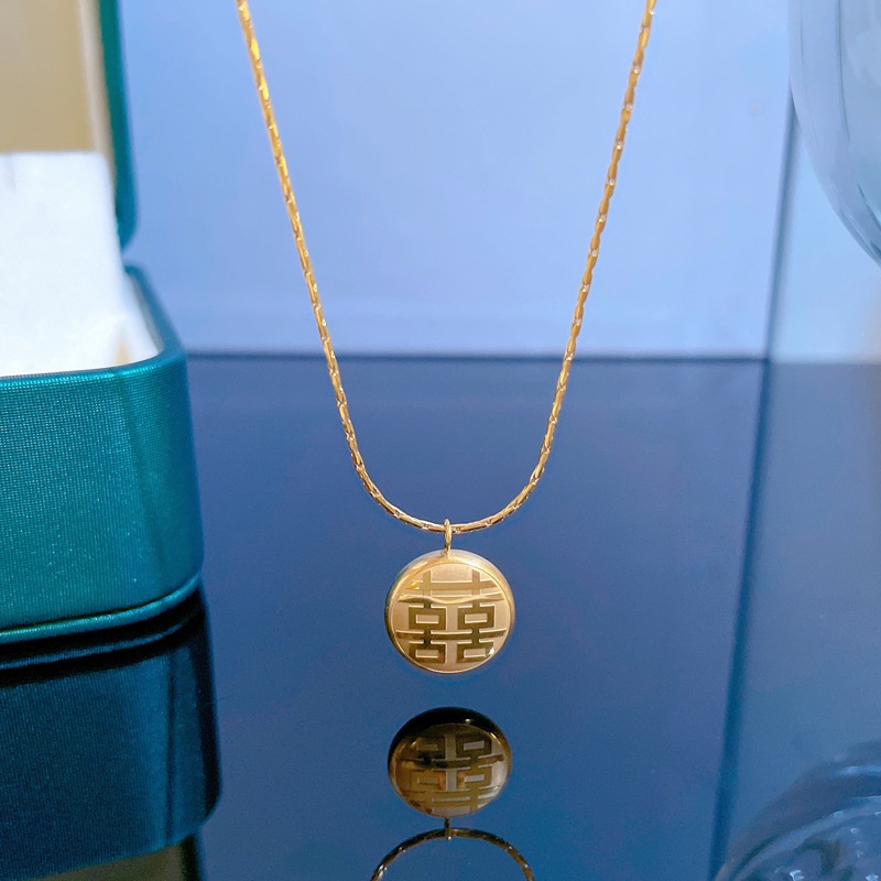 Vòng cổ Hai Mặt Bằng Thép Không Gỉ Mạ Vàng 18K Thời Trang Không Gây Dị Ứng
