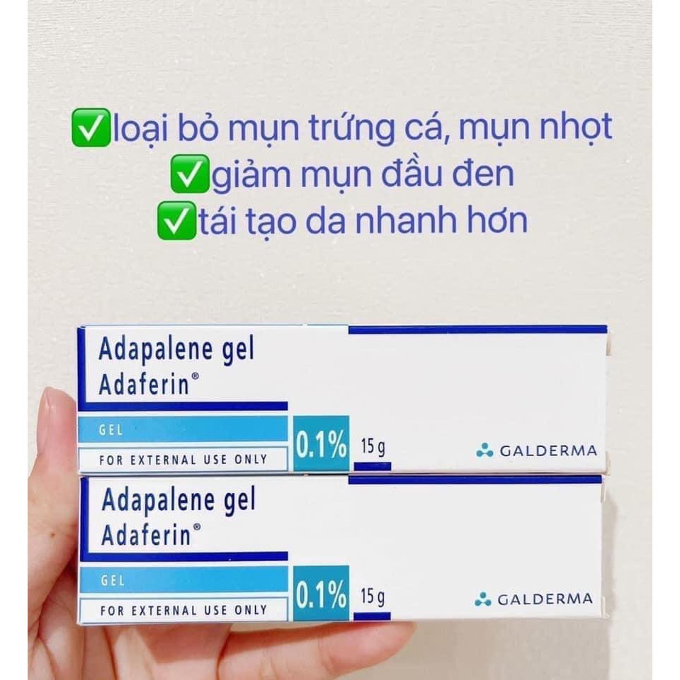 Kem Adapalene Gel 0.1 Adaferin Chính Hãng giúp giảm mụn ẩn mụn trứng cá mụn đầu đen hiệu quả 15g - YUPA.STORE