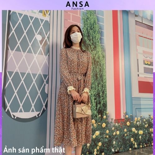 Đầm tiểu thư hoa nhí thu đông