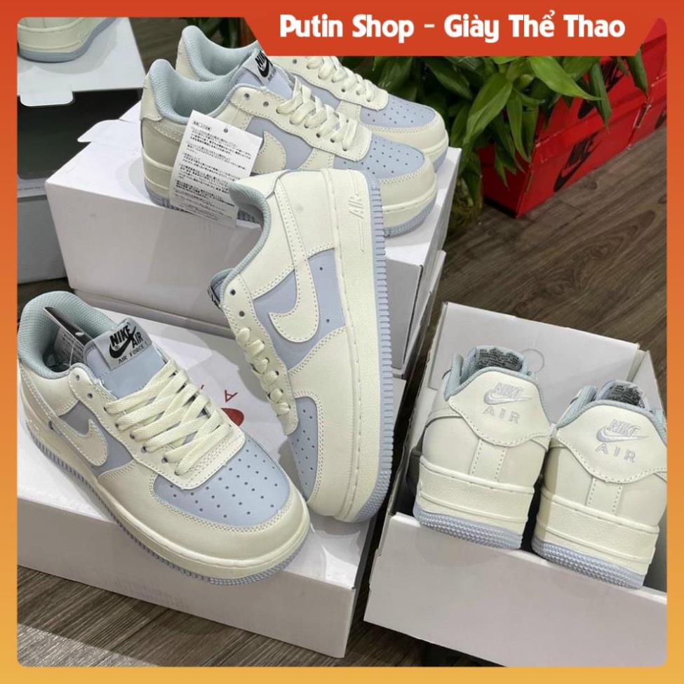 Giầy AF1 trắng xanh kem cao cấp ,Giày thể thao air force 1 trắng tím nam nữ full b