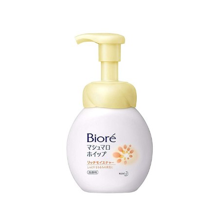 Sữa rửa mặt TẠO BỌT Biore Marshmallow Whip Rich Moisture  siêu dưỡng ẩm cho da chai 150ml Hàng Nhập Khẩu Nhật Bản