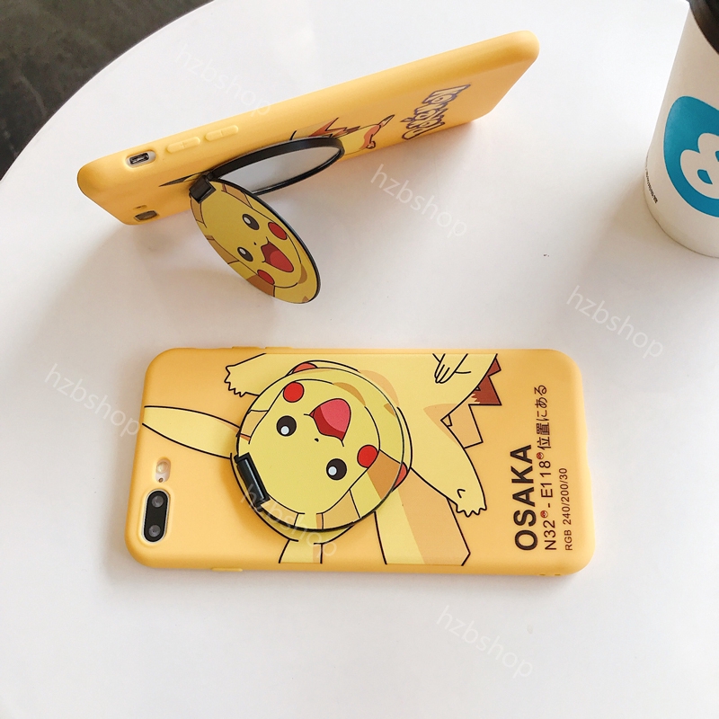 【Ready Stock】Casing OPPO R11S R11 R11SPlus R11Plus case soft cover for OPPO R9S Cartoon cute Pikachu With lanyard & Holder & mirror silicone TPU Shockproof phone case ốp lưng