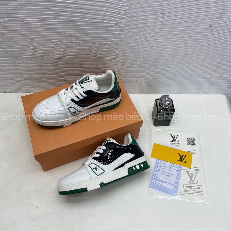 Giày thể thao lv trắng gót pha màu xanh phối đen fullbox