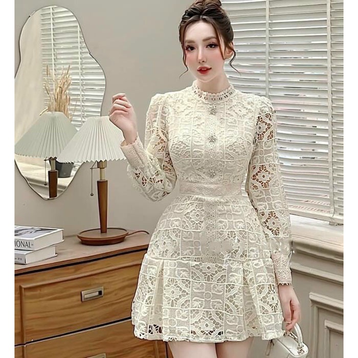 Váy Ren Cao Cấp Dáng Xòe Hàng Thiết Kế V2056- Lolla_Fashion