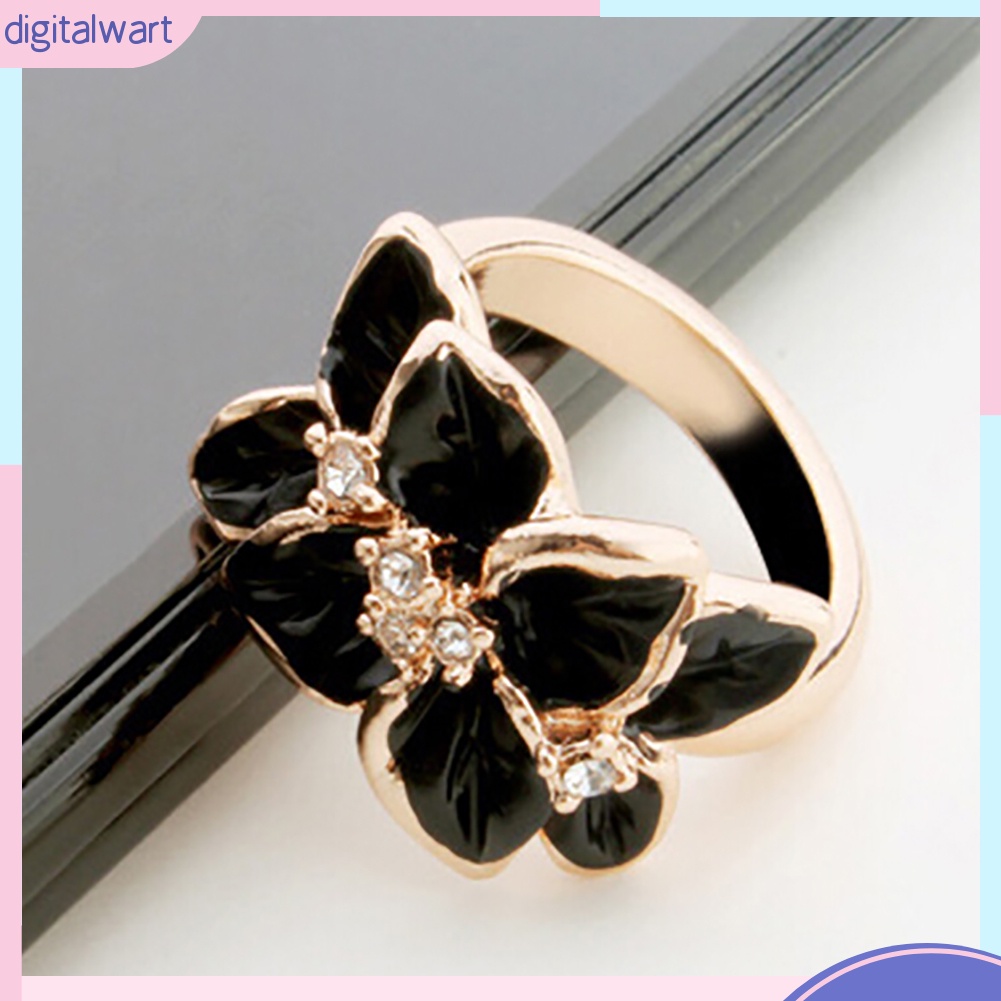 Nhẫn hợp kim hình hoa đính đá xinh xắn