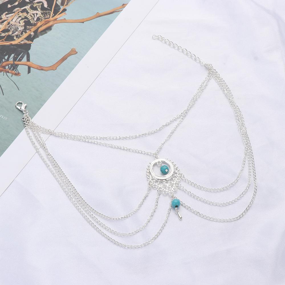 Lắc Chân Nhiều Lớp Đính Đá Ngọc Lam Phong Cách Bohemia Mới|Chân Vịt Chất Lượng Cao Chuyên Dùng