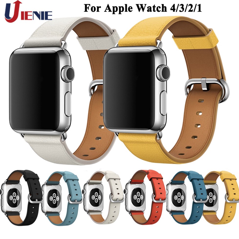 Sale 73% Dây da đeo tay cho đồng hồ Apple Watch IWatch Series 5 4 3 2 1, YELLOW,38MM or 40MM Giá gốc 121000đ - 2G118