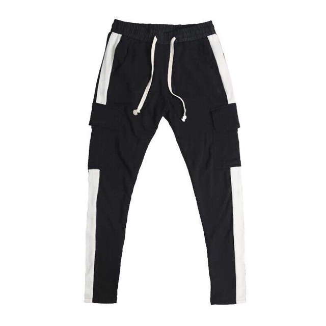 Quần box pants 1 sọc trắng zip