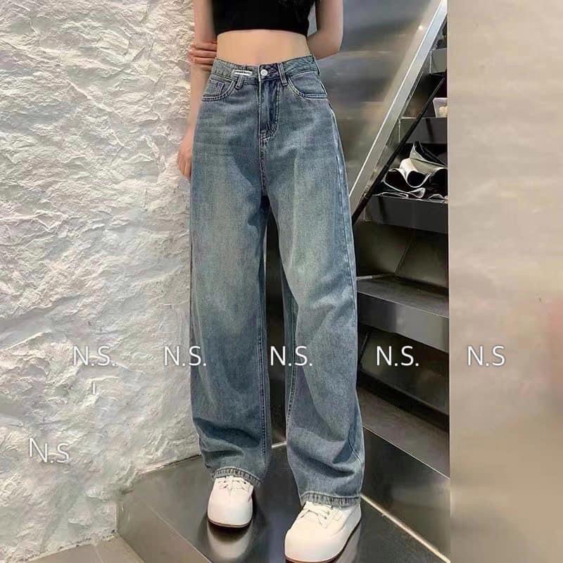 Quần Jeans Suông Vá Túi Lưng Cao Phom Chuẩn Màu Cực Tây