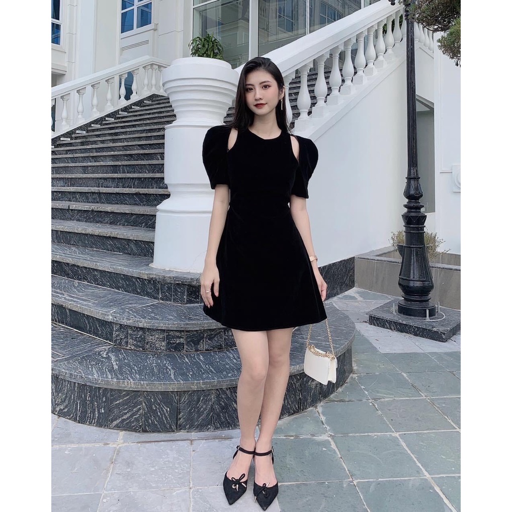 Đầm nhung khoét vai 2 màu 2 lớp dây dặn mặc tết siêu đáng yêu - Alina Dress | BigBuy360 - bigbuy360.vn