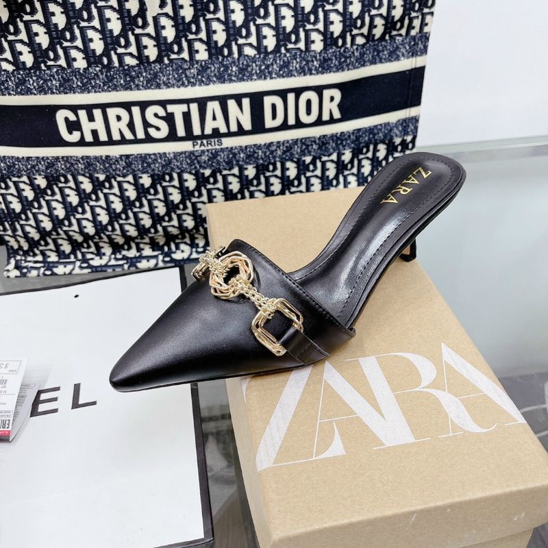 (ẢNH THẬT) Guốc Sục 5p Zara Khoá Xích Da Mềm Êm Fullbox Tem Hãng Cao Cấp