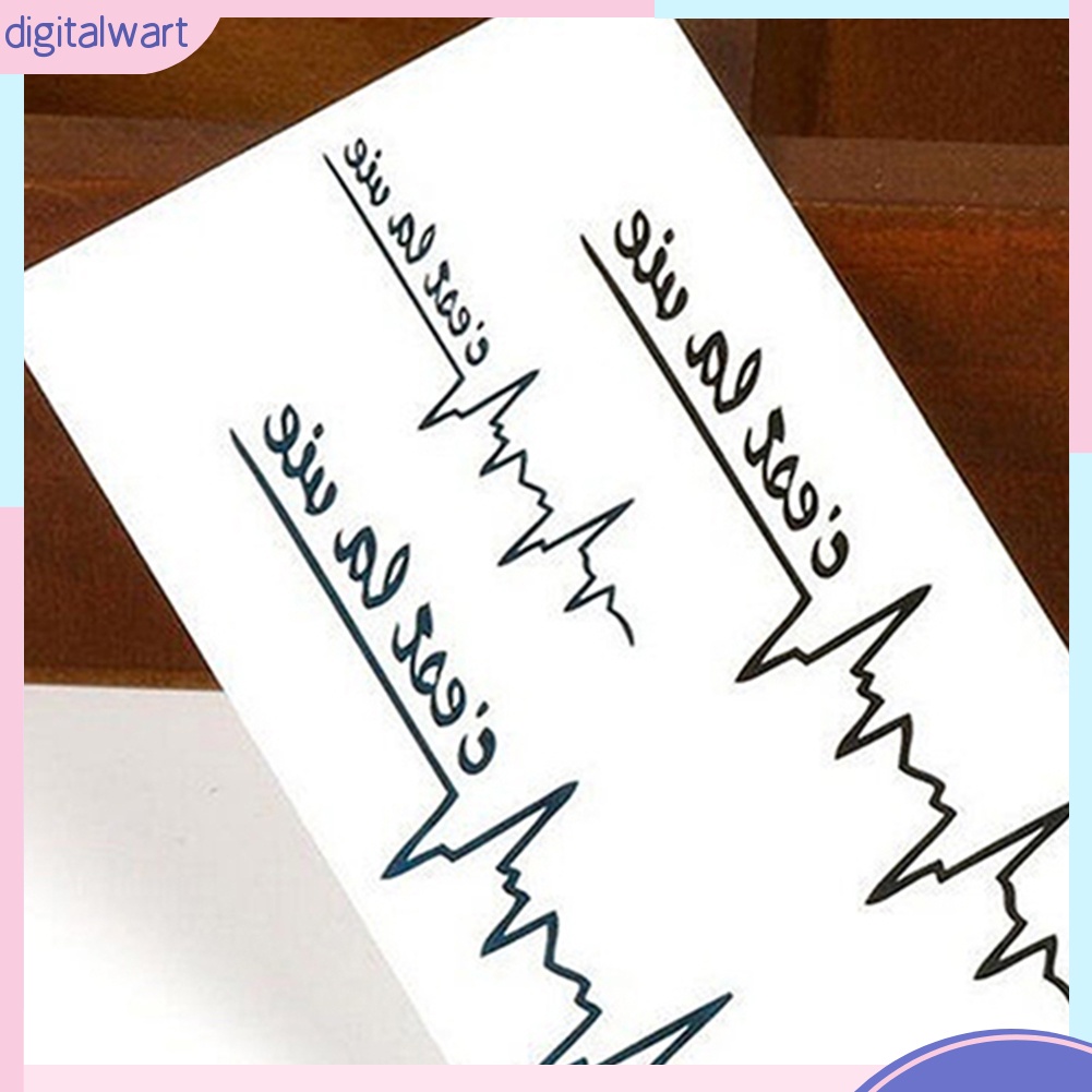 Bộ 2 nhãn dán hình xăm tạm thời họa tiết nhịp tim và chữ size 10.5cm*6cm